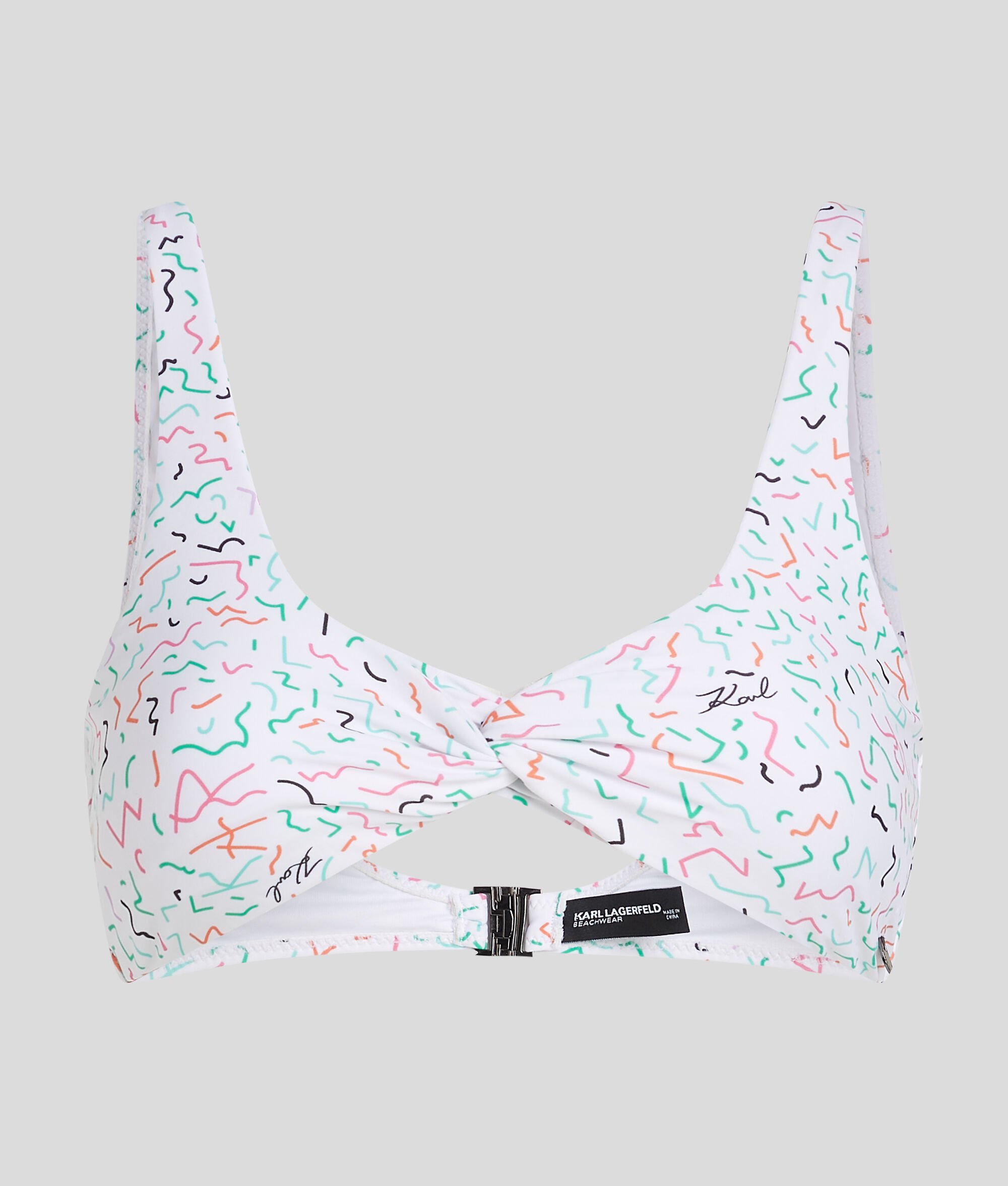 (image for) Streamlined GEOMETRIC-PRINT TWIST-FRONT BIKINI TOP